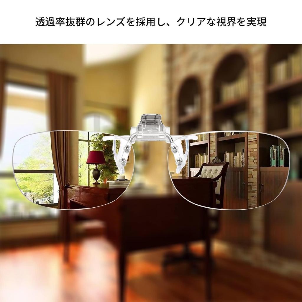 Reading Blue Light UV Unisex [CEETOL] Clip-on Glasses, Front-mounted, Flip-up, Blocking, Protection, Portable, Lightweight, (Size M, +2.0