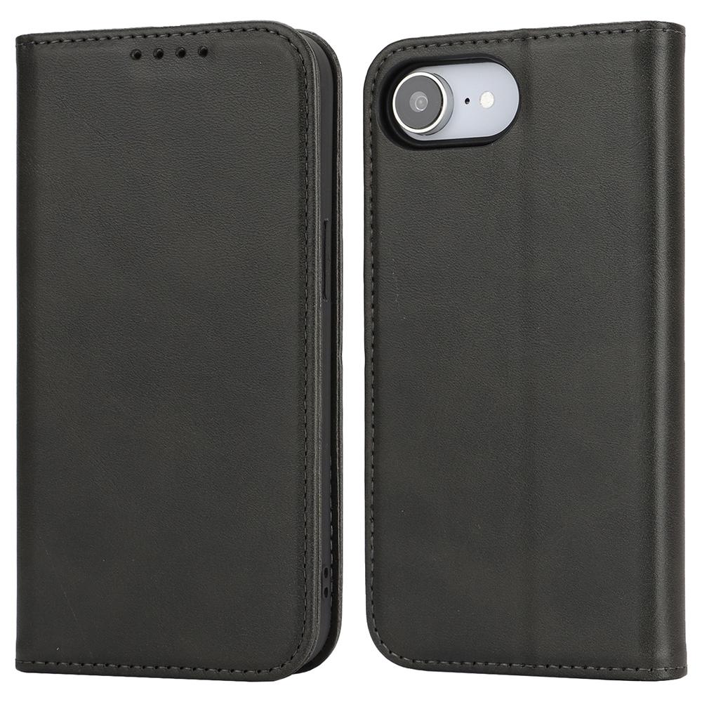 For iPhone 16e Case PU Leather Calf Textured Magnetic Closing Smart Phone Cover