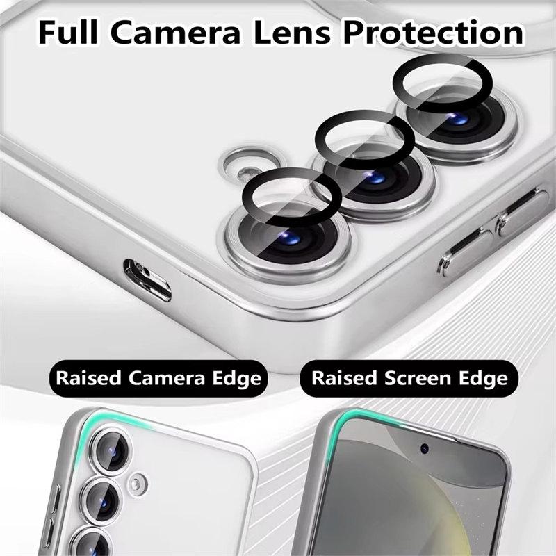 Plating Clear Wireless Cover For Samsung Galaxy S24 S23 S22 S21 S20 FE Ultra Plus Case Note 20 Ultra MagSafe Weak Magnetic