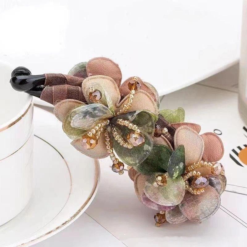 Anti-Slip Handmade Banana Hair Clip Elegant Rose Twist Fashion Hair Accessory for Women Prom Event Hair Styling