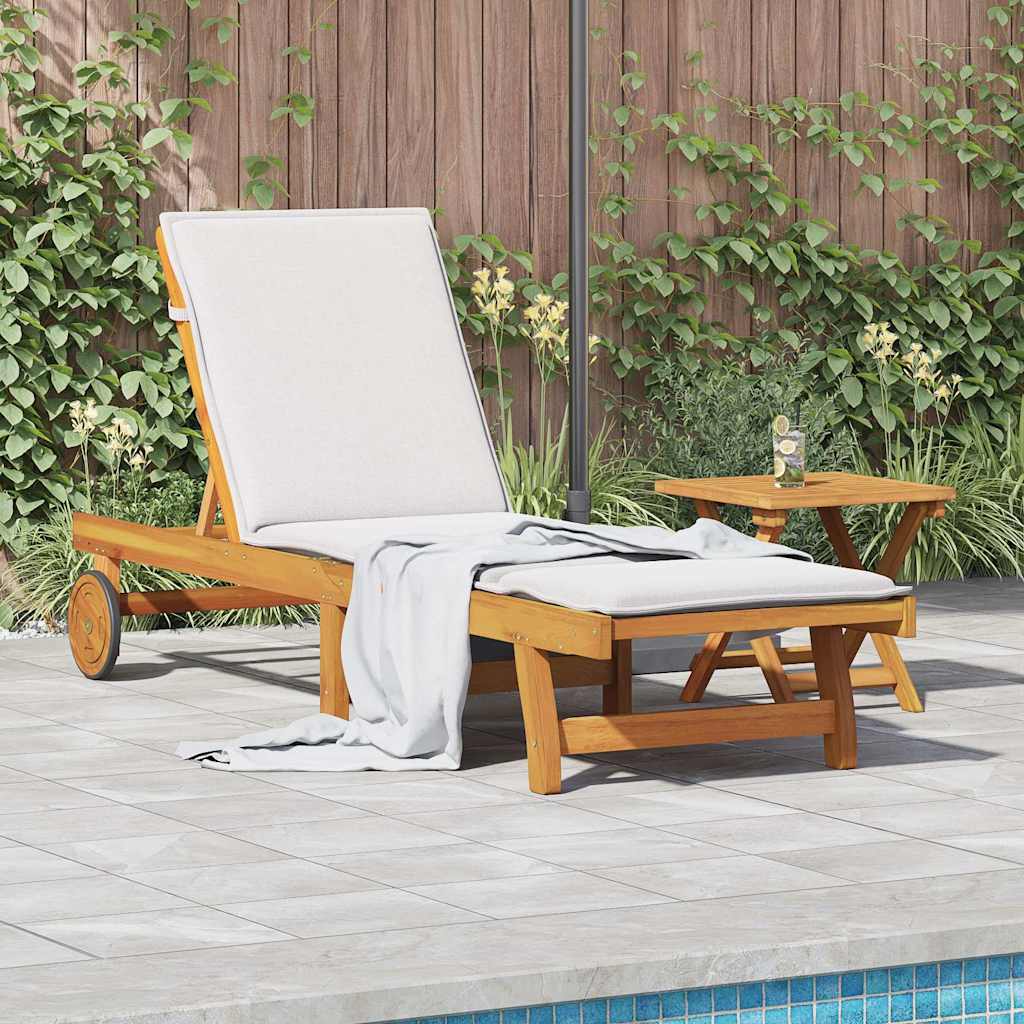 Sun Lounger with Table Solid Acacia Wood
