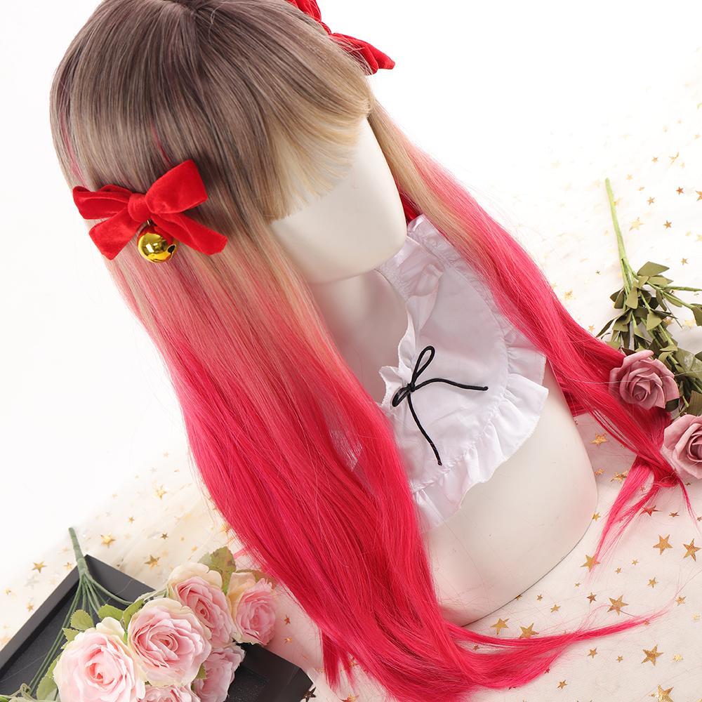 Bybrana Lange, gerade Ponyfransen, gefärbte Kopfbedeckung