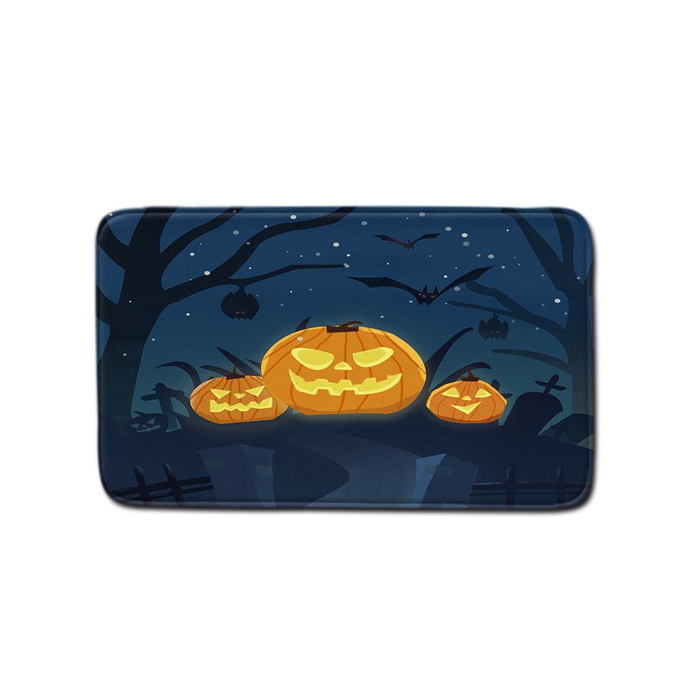 Halloween Duschvorhang Bodenmatte Kombination Vierteilige Haushalts-Fußmatte Schlafzimmer Rutschfester Teppich