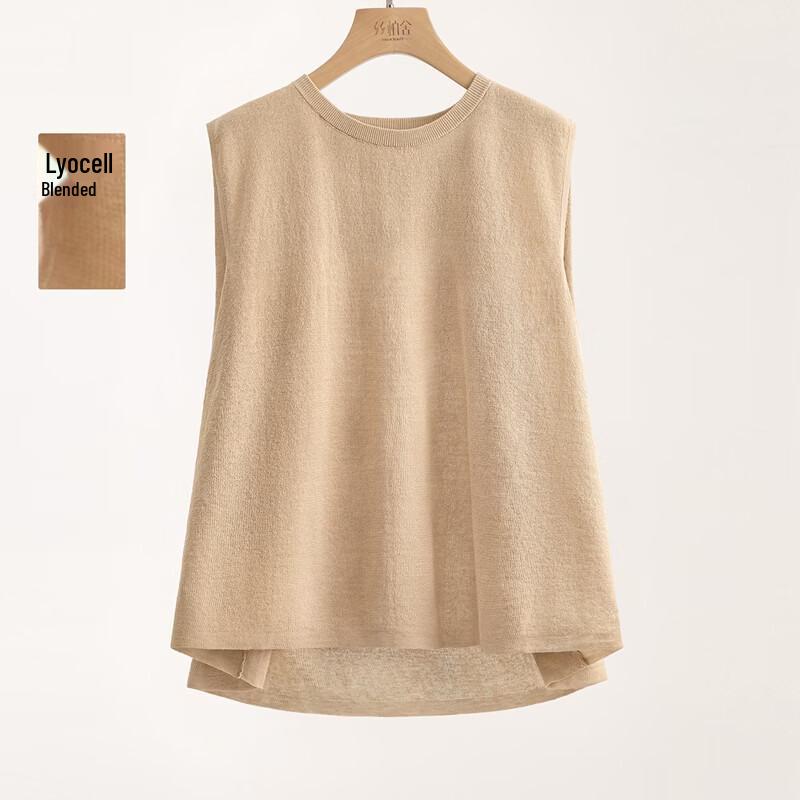 

Женский вязаный топ с круглым вырезом и асимметричным подолом из смесовой льняной пряжи L