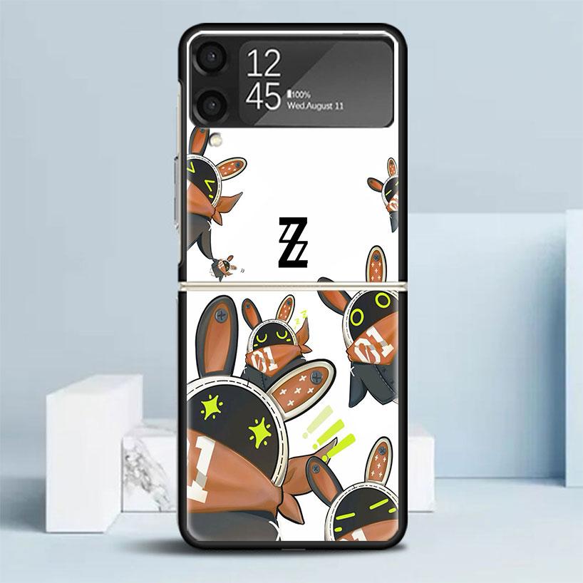 Zenless Zone Zero ZZZ Bangboo Black Cover for Samsung Galaxy Z Flip 7 6 5 4 3 5G Phone Case Flip7 Flip6 Flip5 Flip4 Flip3 Patter