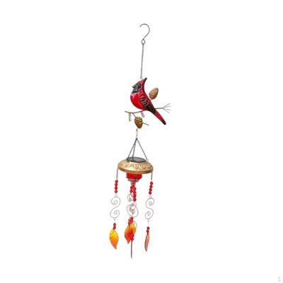 Bird Wind Chime with Solar Light Hanging Ornament Mom Housewarming Gift Decorative Windchime for