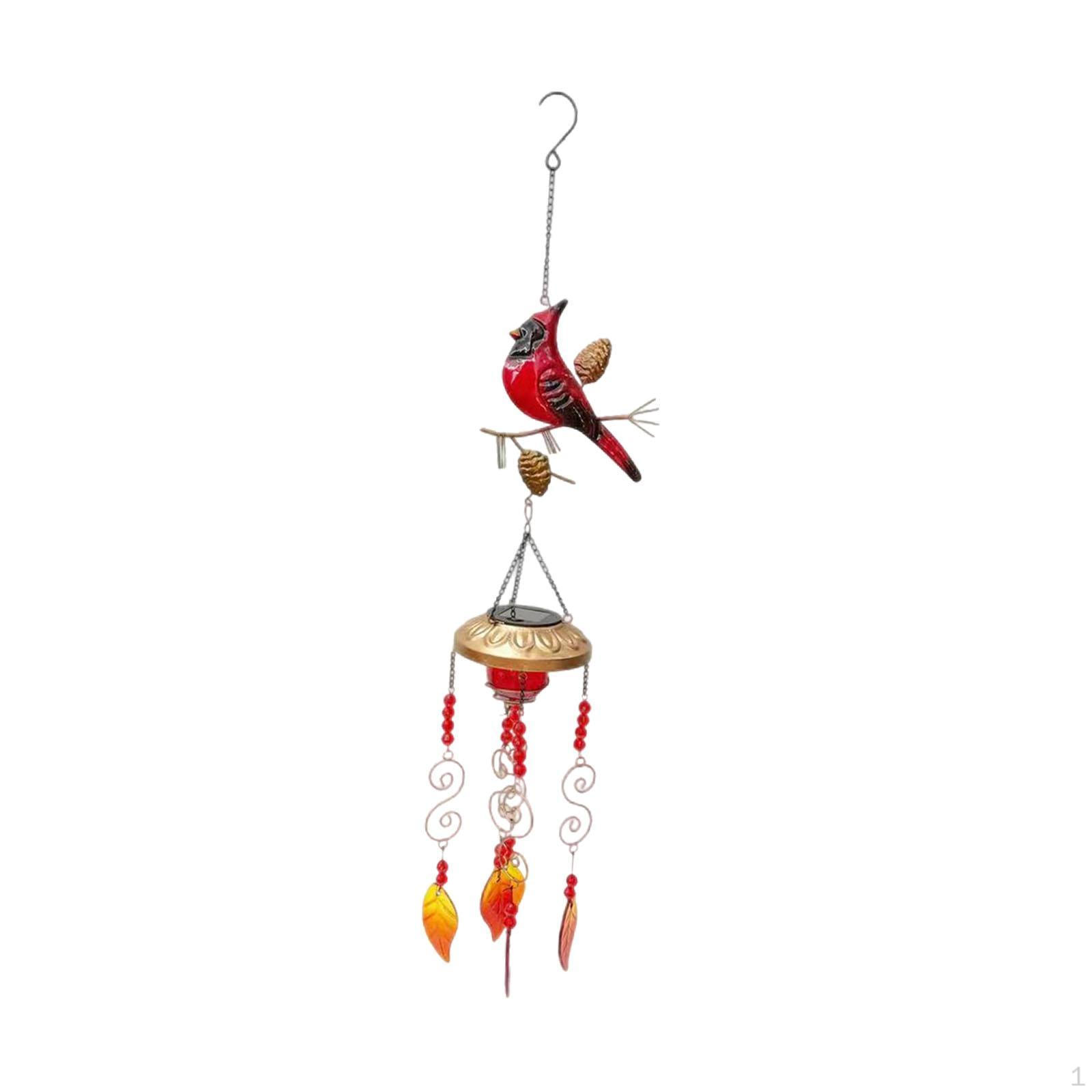 

Bird Wind Chime with Solar Light Hanging Ornament Mom Housewarming Gift Decorative Windchime for