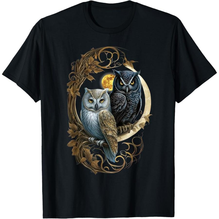 Лунный Сова Птицы Сова Подарки Графика для Мужчин Женщин Мальчиков Девочек Футболка XXXXXL чёрный