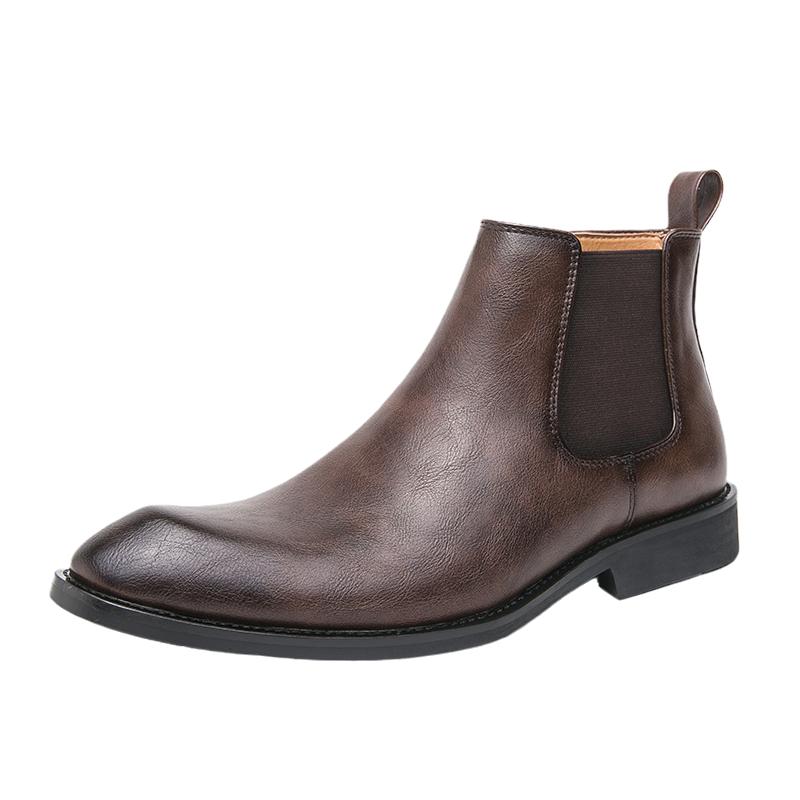 Móda Retro Móda Pánské Hnědé Boty Špičaté Kožené Chelsea Boty Pánské Vysoké Elegantní Boty pro Pány Obuv Zapatos De Vestir Hombre
