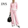 Womens Matching Lounge Sets Women Fall Sweatshirt Pants Set, Turndown Collar Half-Zip Pullover Top, Lady Wide Leg Trousers with Drawstring,