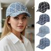 Sparkling Distressed Denim Baseball Caps Grid Sun Hats Fashion Rhinestone Baseball Cap  for Women
