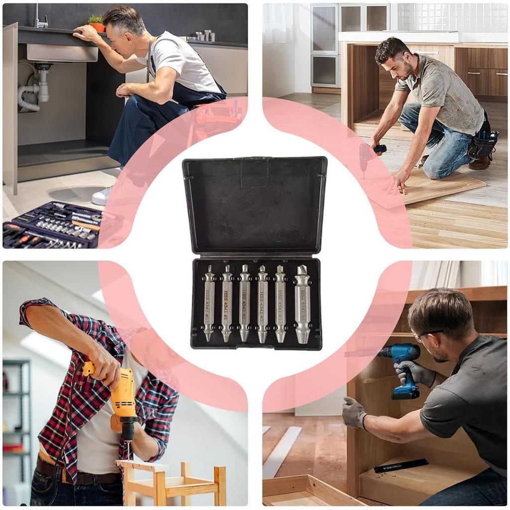 Broken Screw Extractor Set,with Storage Case 6 Piece Steel | Screw Extractor Kit | for Father Boyfriend Husband Grandpa Guy Teens Craft Enthusiasts