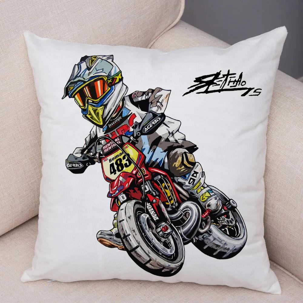 Extreme Sports Motorcycle Pattern Cushion Cartoon Mobile Bicycle Pillow Head Cover Decoration Living Room Sofa Car Home