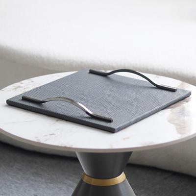 Leichtes, luxuriöses, rechteckiges Tablett aus gewebtem Leder, dekorative Ornamente, Kunstgriff, Ablagetablett, Modellraum mit Displayzubehör