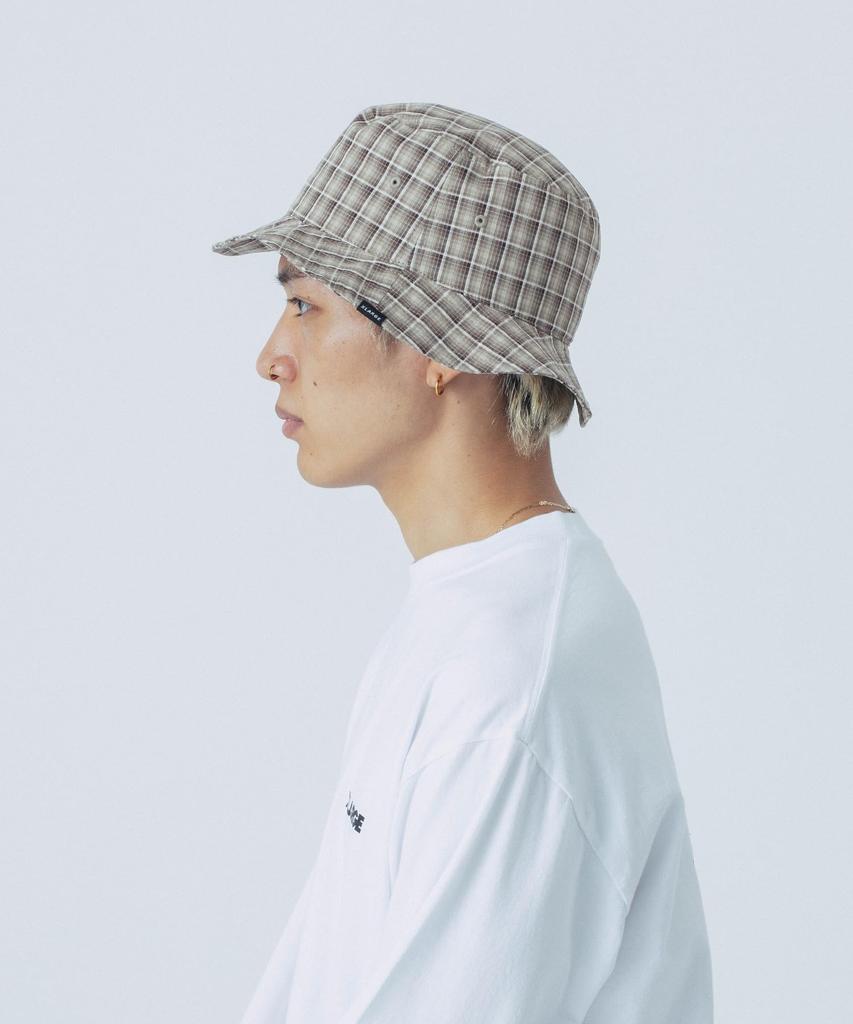 Extra Großer karierter Eimerhut Beige, Herren,