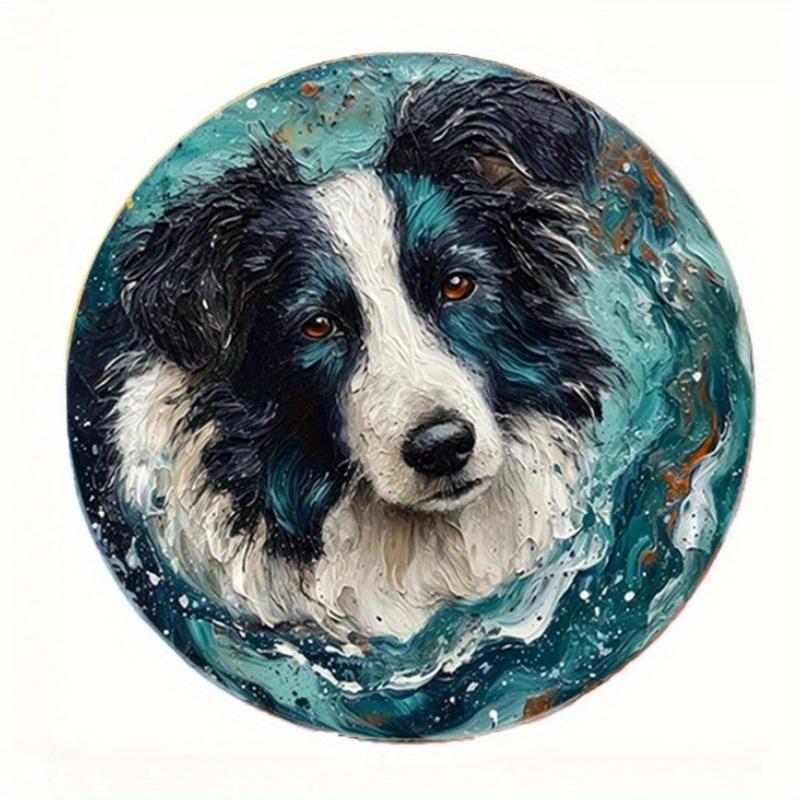 2d Flat 20*20cm, Funny Cute Dog Gift, Theme Round Wooden Sign, Art Wooden Wall Decorative, for Home, Kitchen, Garden, Bedroom, Bar Decor.