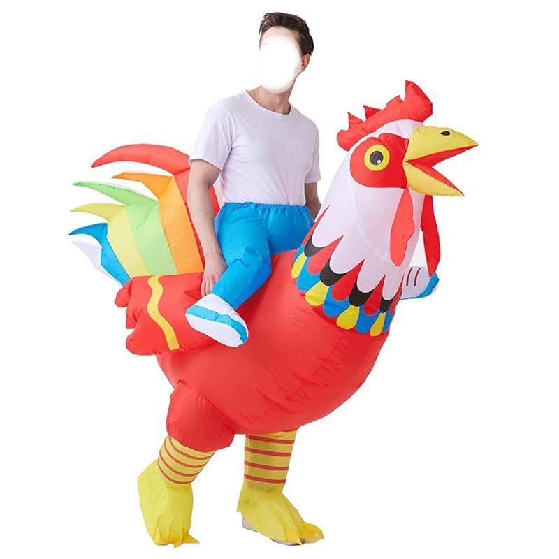 Halloween Cross Border Cartoon Cycling Doll Costume Performance Party Props Festival Performance Colorful Rooster Inflatable Clothing
