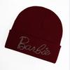 Solid Fashionable Color Knitted Hat With Alphabet Rhinestone Decor For Daily