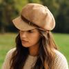 Flat Top Newsboy Hat Windproof Women Octagonal Hat Versatile Artist Hat  Girls