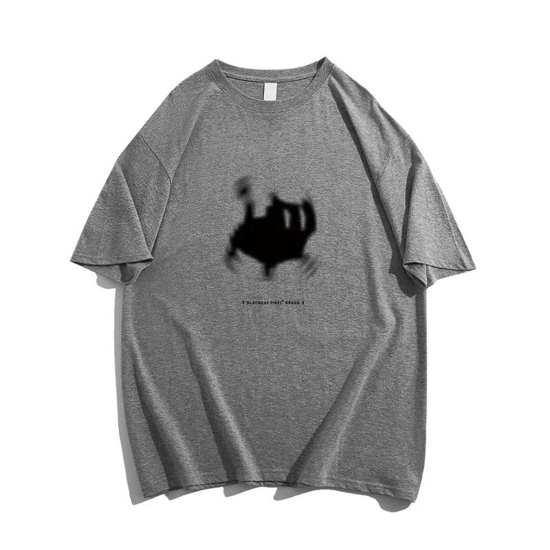 Summer Casual Oversized T Shirt Pure Cotton T-shirts for Men Harajuku Funny Cartoon Print White Y2k Tops Male Streetwear Youth