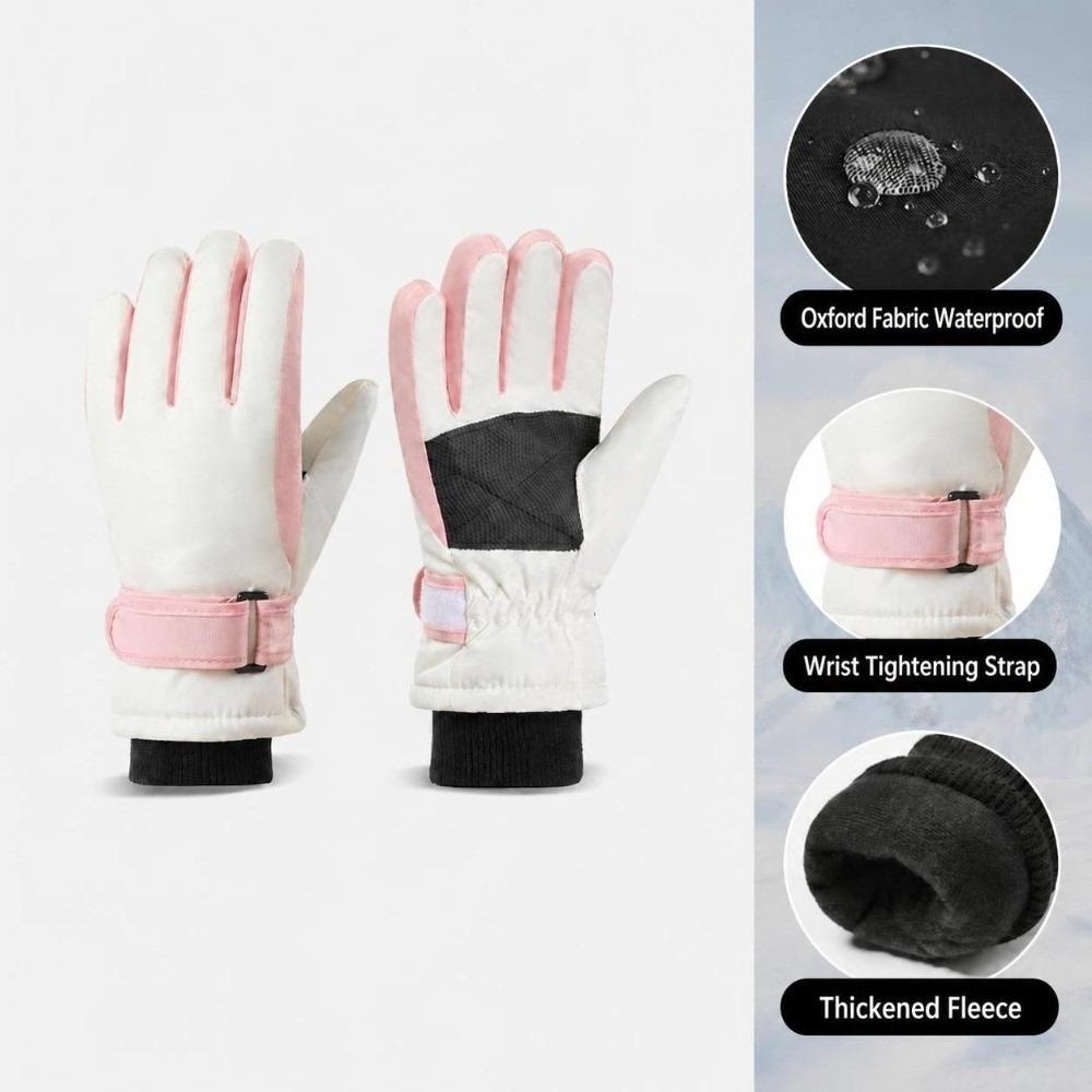 Warm Fleece Lining Winter Ski Gloves Waterproof Finger Gloves Durable Kids Snow Gloves  for Boys