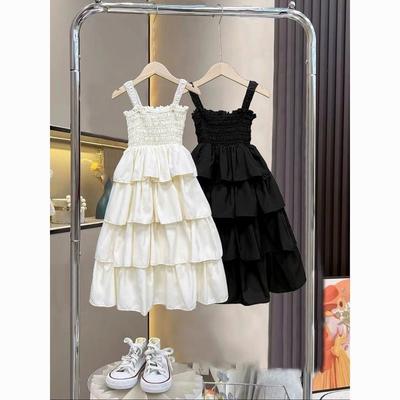 Girls Summer Dress Children Layers Slip Long Gown Kids Birthday Party Vestidos Clothes Teenager Casual Sling