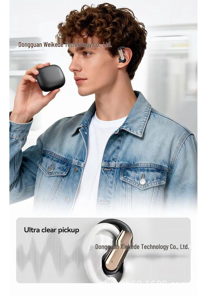 Bluetooth Clip-on Earbuds with Digital Display and Long Battery Life