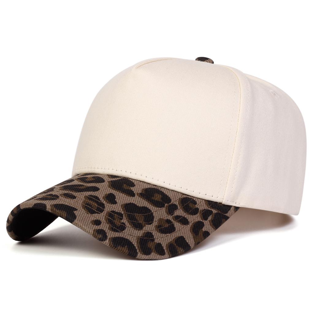 Stock 5 Panel Cotton Baseball Caps for Women Men Plain Blank Cheetah Leopard Embroidery Outdoor Sports Common Fabric