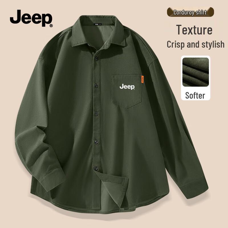 Jeep Мужская вельветовая рубашка-куртка с длинным рукавом XL