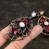 Natural Red Labradorite, Moonstone Gemstone Copper Wire Wrap Pendant 2.87" O5b07