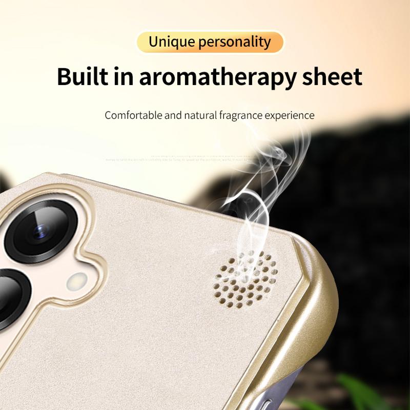 KEYSION Luxury Magnetic PU Leather Aromatherapy Phone Case for Samsung Galaxy S22 S23 Ultra Kickstand Borderless Back Cover