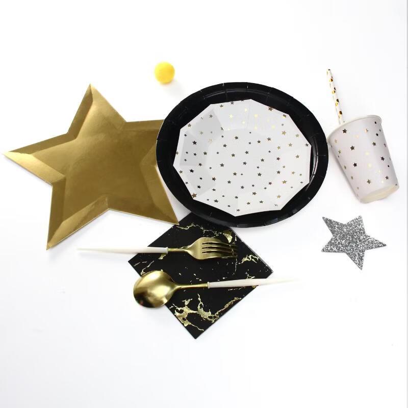 OIMG Disposable Party Paper Cups and Plates Set