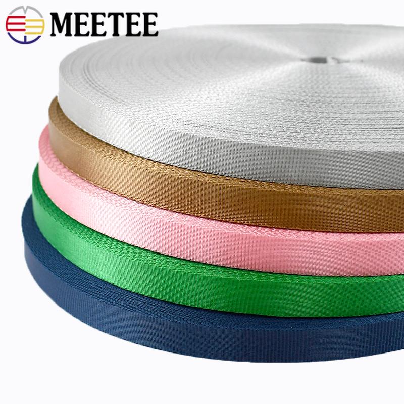 Meetee 45Meters 10mm Nylon Webbing Belt Straps Decorative Ribbon Band Lanyards Bias Binding Tape DIY Handmade Sewing Accessories
