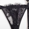 Sensual Lace Trim Thong Leg Garter Set - Ultra-Thin, See-Through, Chest-Minimizing Lingerie
