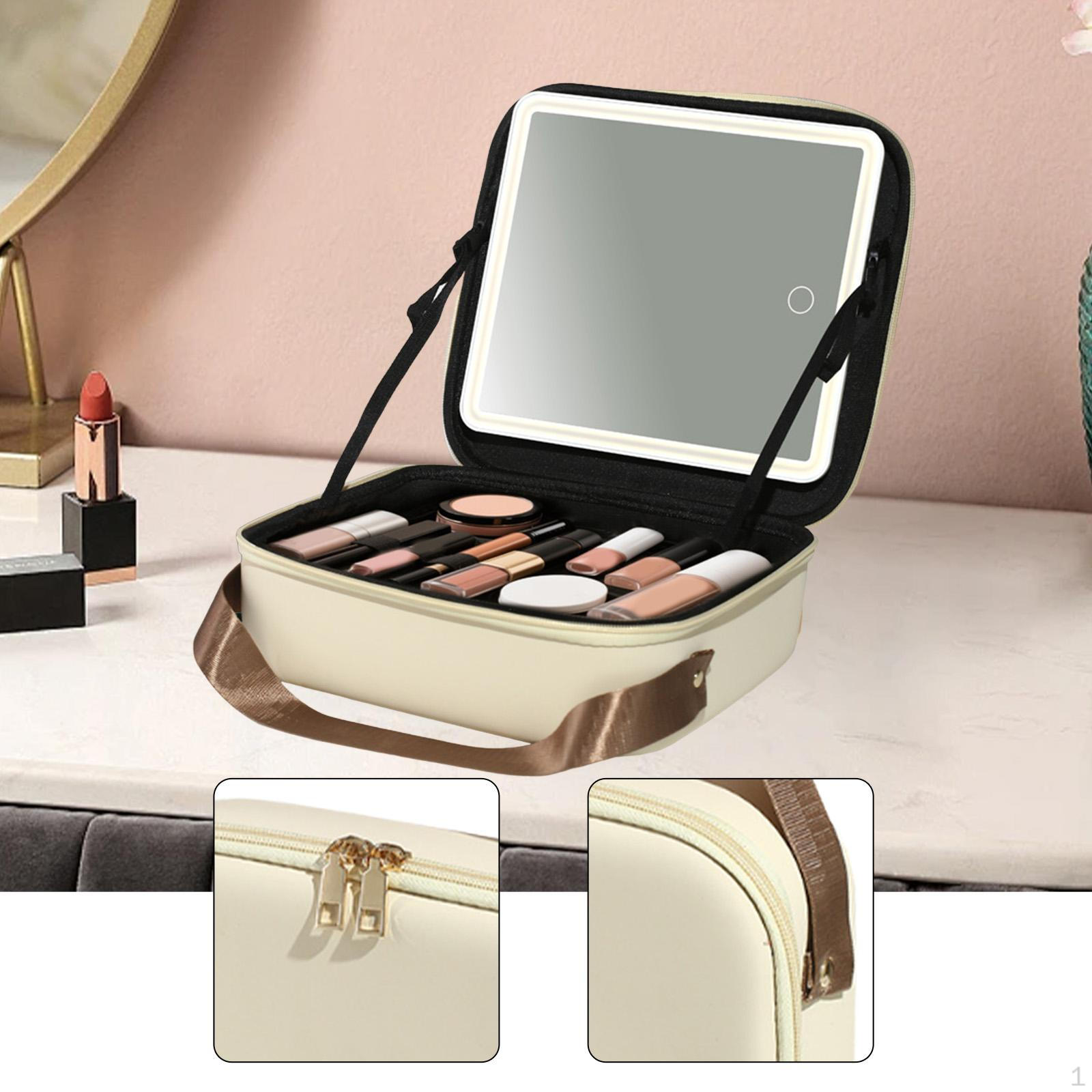 

Дорожная косметичка с LED-зеркалом, съемным, для женщин, ручная, большой вместимости