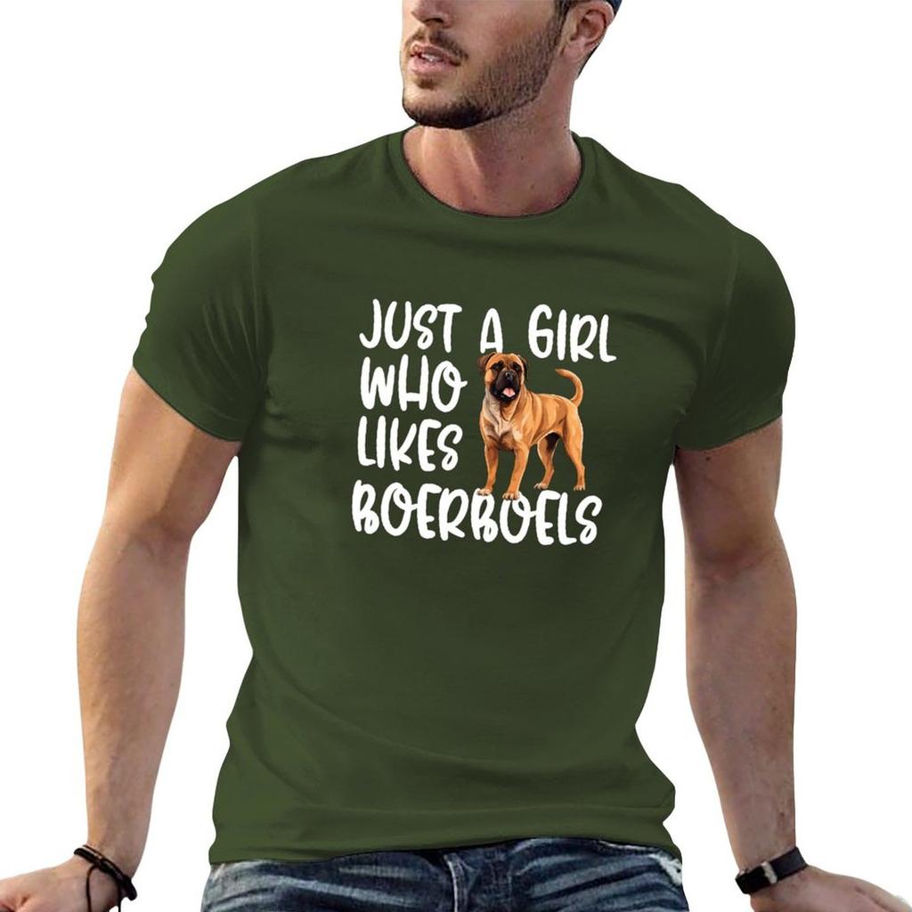 Just A Girl Who Likes Boerboels T-Shirt Vintage Clothes Shirts Graphic Tee Oversized T Shirt Tees T Shirt Men