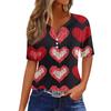 Women's T Shirt Tee Print Button Short Sleeve Daily Weekend Fashion Basic V, Neck Regular Top Valentine's Day