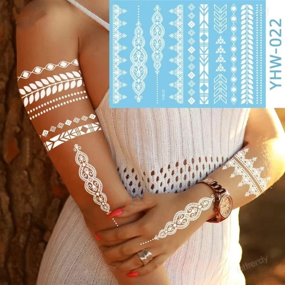 Long-lasting White Tattoo Stickers Lace Flower Body Art Tattoo Temporary Tattoo Stickers Women Men