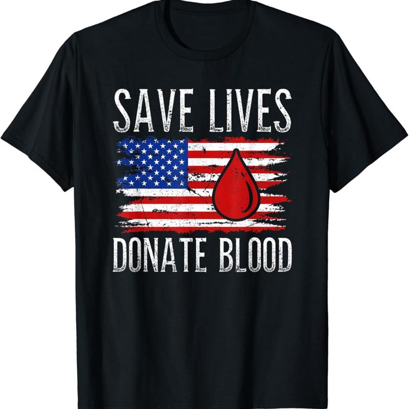 Save Lives Donate Blood Vintage US Flag Donation T Shirt S разноцветный