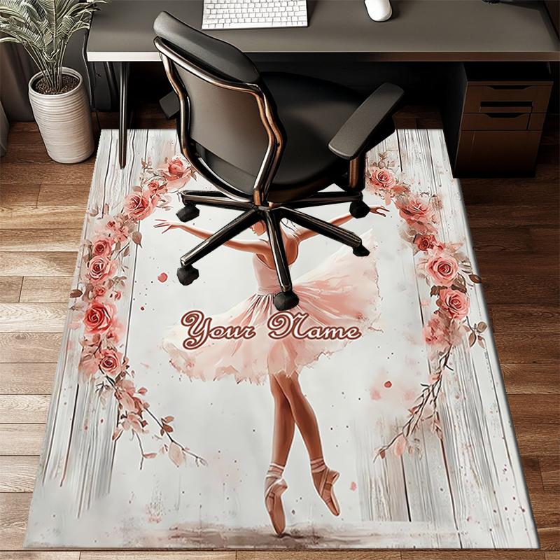 1PC Custom Name Dance Rose Garden Theme Floor Mat Ideal for Living Room, Game Rooms, Office, Bedroom,Floor Mat Playful Design