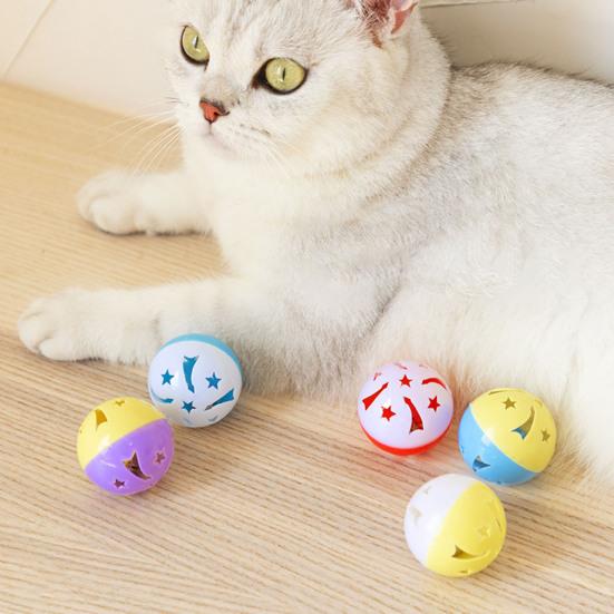 Yousheng 5Pcs Pet Sounding Toy Chimeric Design Rotate Durable Reusable Wear-resistant Interactive Entertainment Plastic Cat Ball Bell Toy for Home