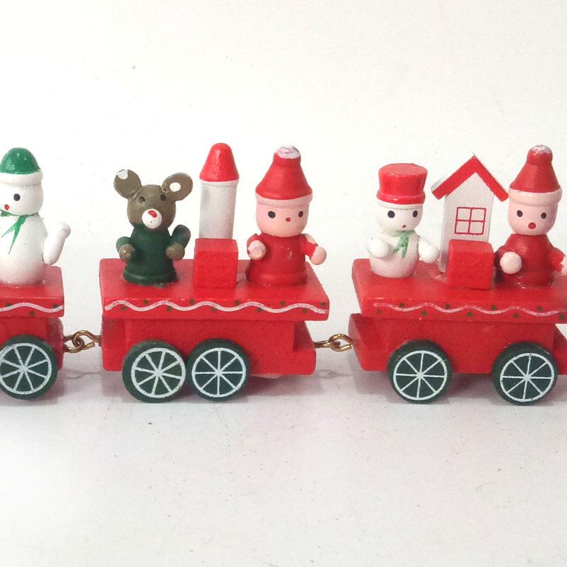 Lovely Christmas Decoration for Home Little Train Wooden Train Decor Christmas Ornaments New Year Supplies