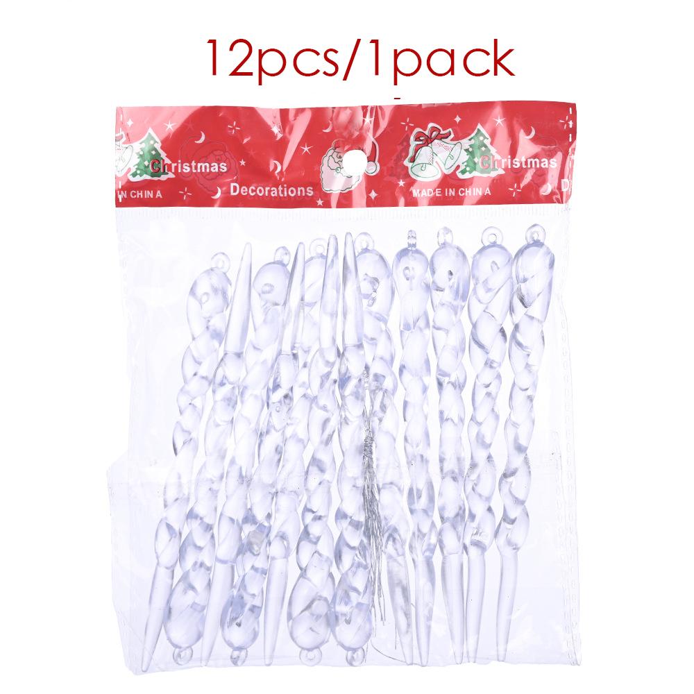 

12pcs/Pack Christmas Transparent Icicle Pendants Ice Strip Pendants Ceiling Decoration Christmas Tree Decor Threaded Pendants 1 pack