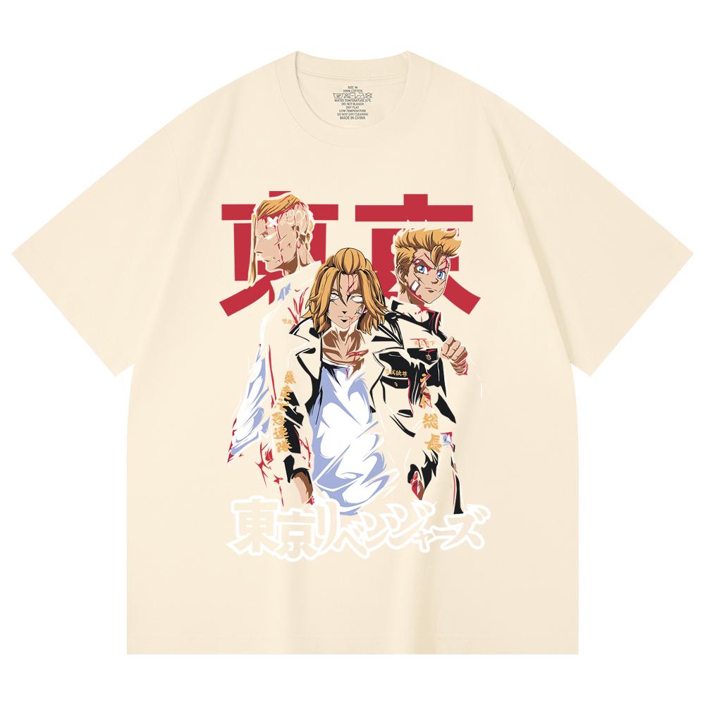 230 Gsm 100% Cotton Tokyo Revengers V1 Print Unisex Heavy Cotton T Shirt XS абрикосовый