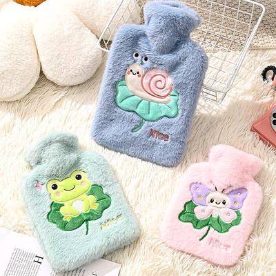 Cartoon Flannel-Covered Thick Plastic Hot Water Bottle - Winter Bed & Hand Warmer for Girls