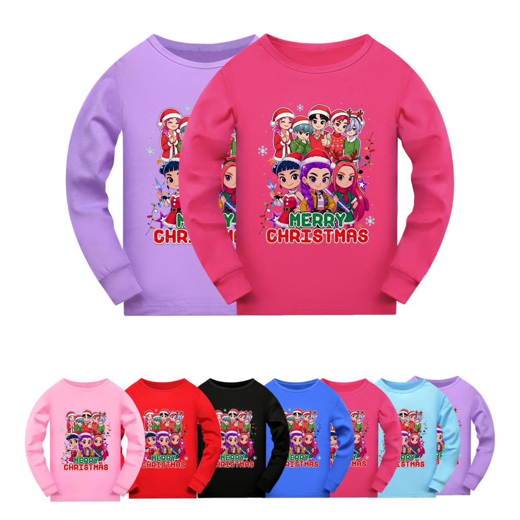 5099 Dětské Dívčí Vánoční Novoroční Rumi Zoey Mira Potisk Super Star Tričko s Dlouhým Rukávem