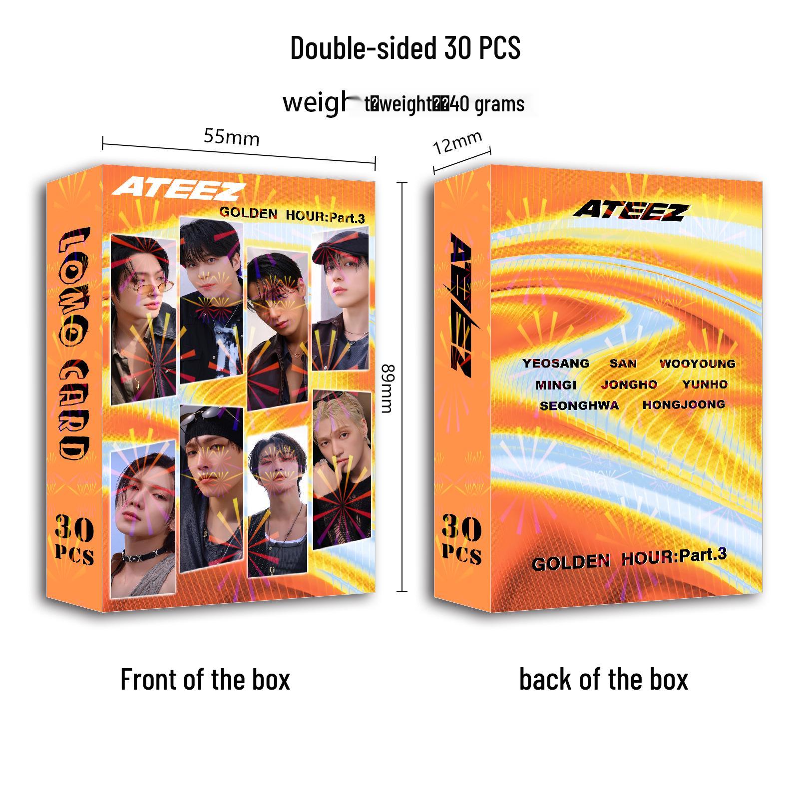 Новый альбом ATTEZ Фотокарточки K-Pop Звезды: 30 двусторонних HD-карточек LOMO, Коллекционное издание Gukak