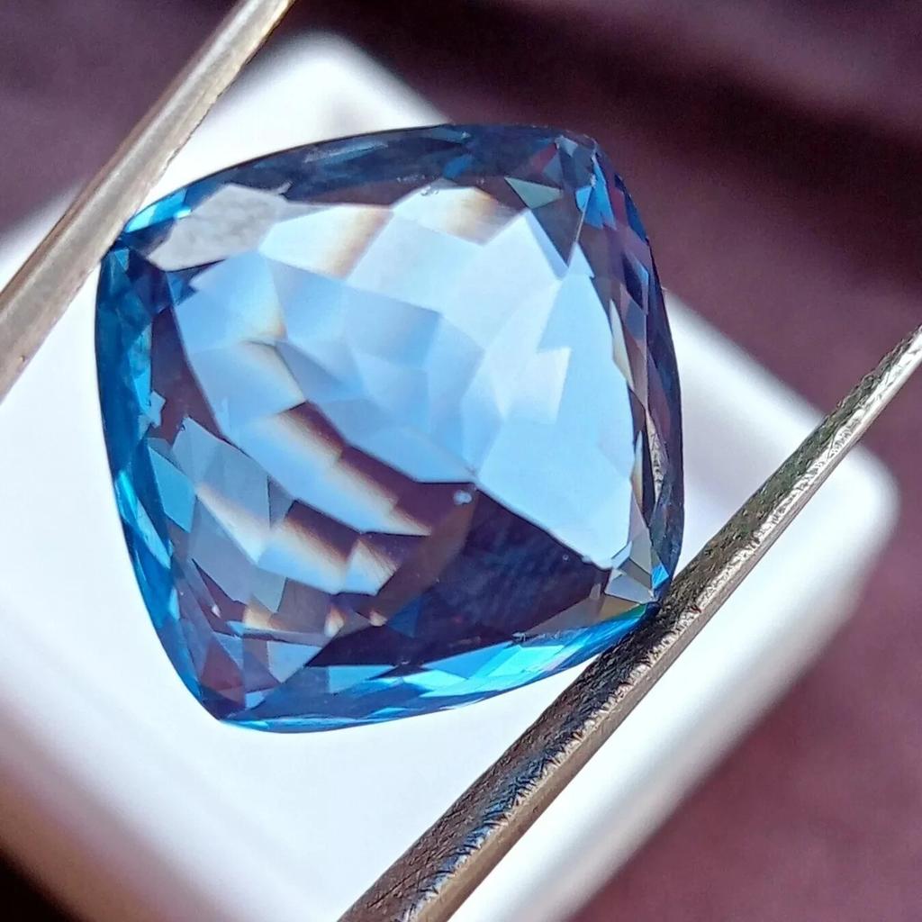 Certified Natural Ceylon Blue Aquamarine Cushion Cut 20+ Ct Fabulous Gemstone