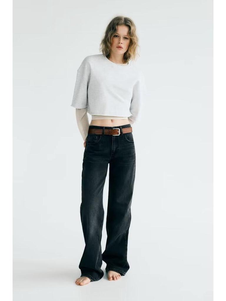 2024 Frühling Retro Straight-Leg Weite Denimhose für Damen - Schlankmachend, Bodenlang, Europäischer & Amerikanischer Stil