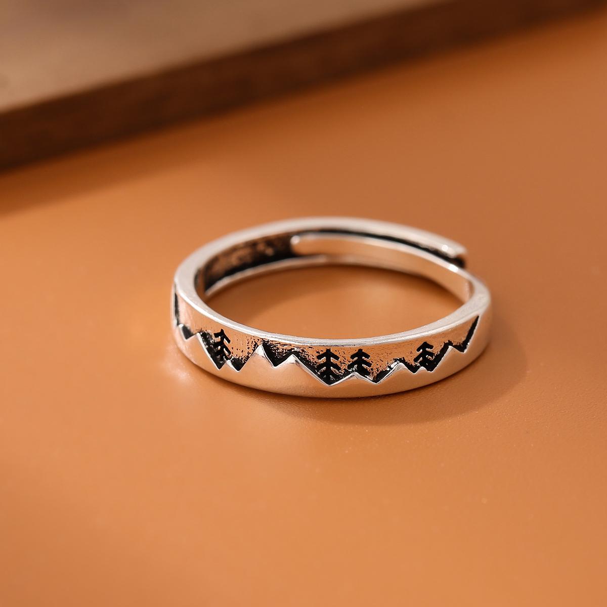

New Simple Personality Sweet Retro Christmas Tree 925 Sterling Silver Jewelry Wave Exquisite Opening Rings R119